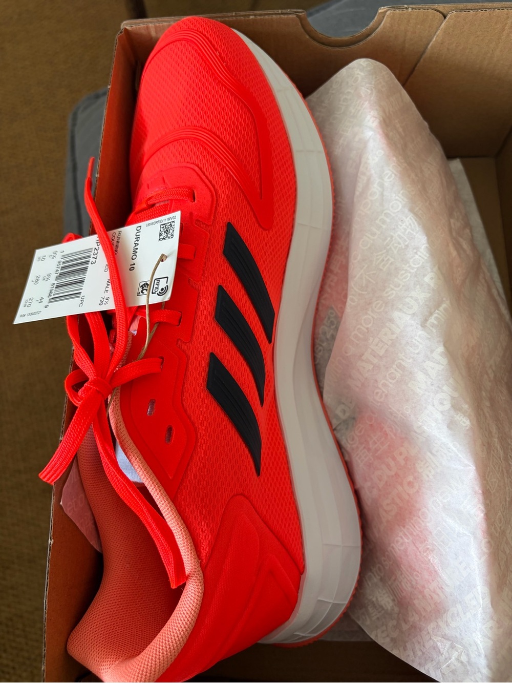 adidas Duramo 10 Neon Red with Black Accents Running Shoe